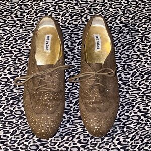 Not Rated olive green/gold, woman’s size 9.5 casual oxfords loafers worn twice.